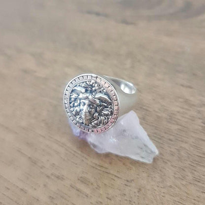 Handmade Sterling Silver Medusa Ring: Gothic Jewelry