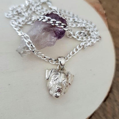 Rottweiler head  Solid  & Sturdy  pendant- Sculpture- Realistic Dog Model  -  925 Sterling Silver