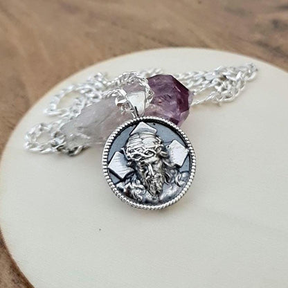 Handmade Sterling Silver Jesus Pendant Necklace: Religious Faith Jewelry