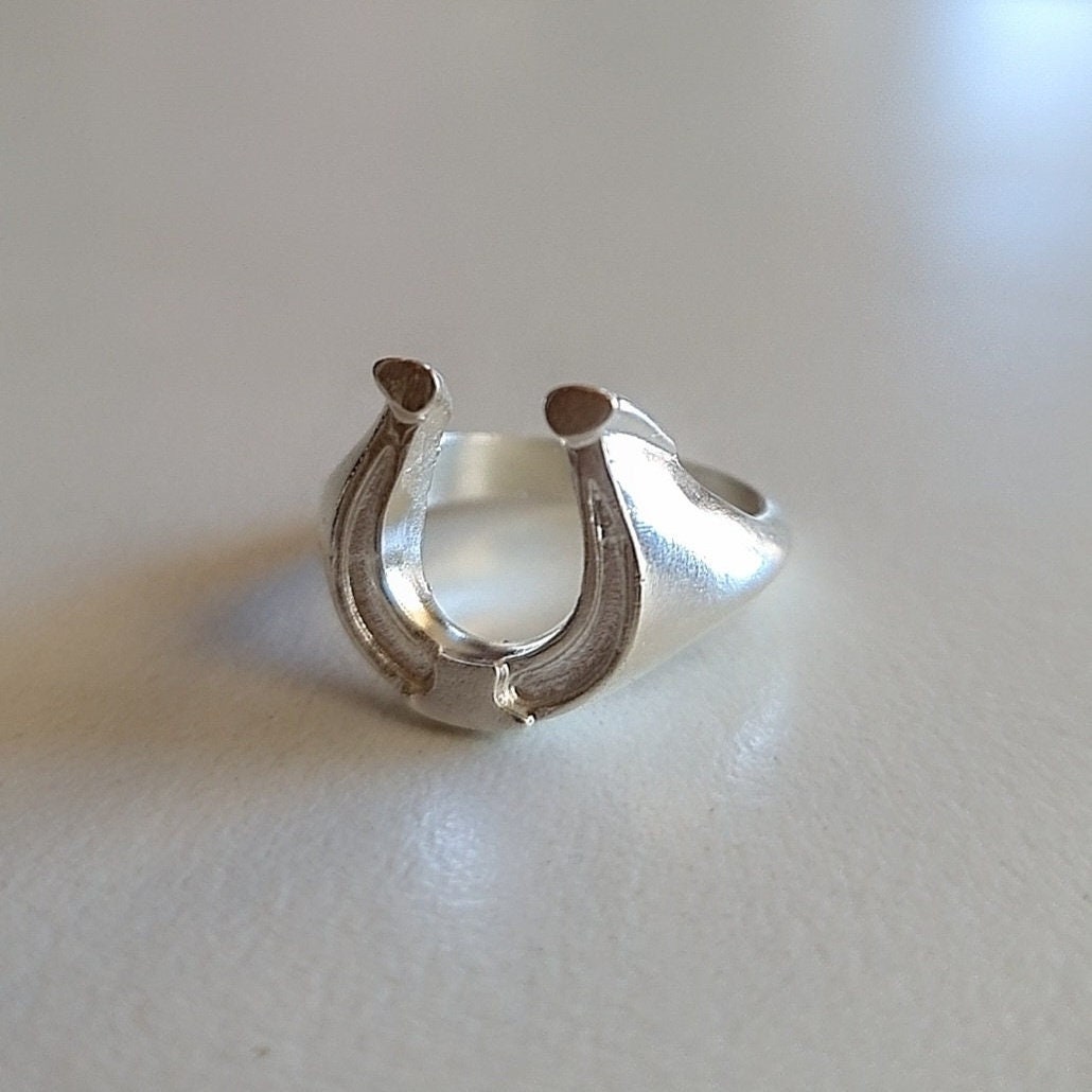 Sterling Silver Horseshoe Signet Ring - Lucky Charm
