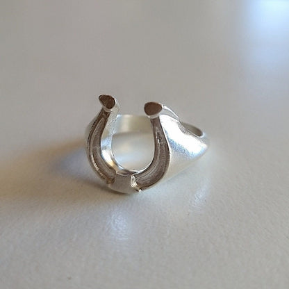 Sterling Silver Horseshoe Signet Ring - Lucky Charm