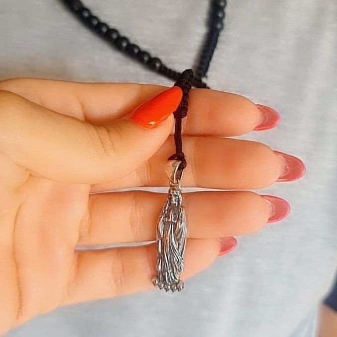 Handmade 925 Silver Santa Muerte Rosary Necklace: Gothic Grim Reaper