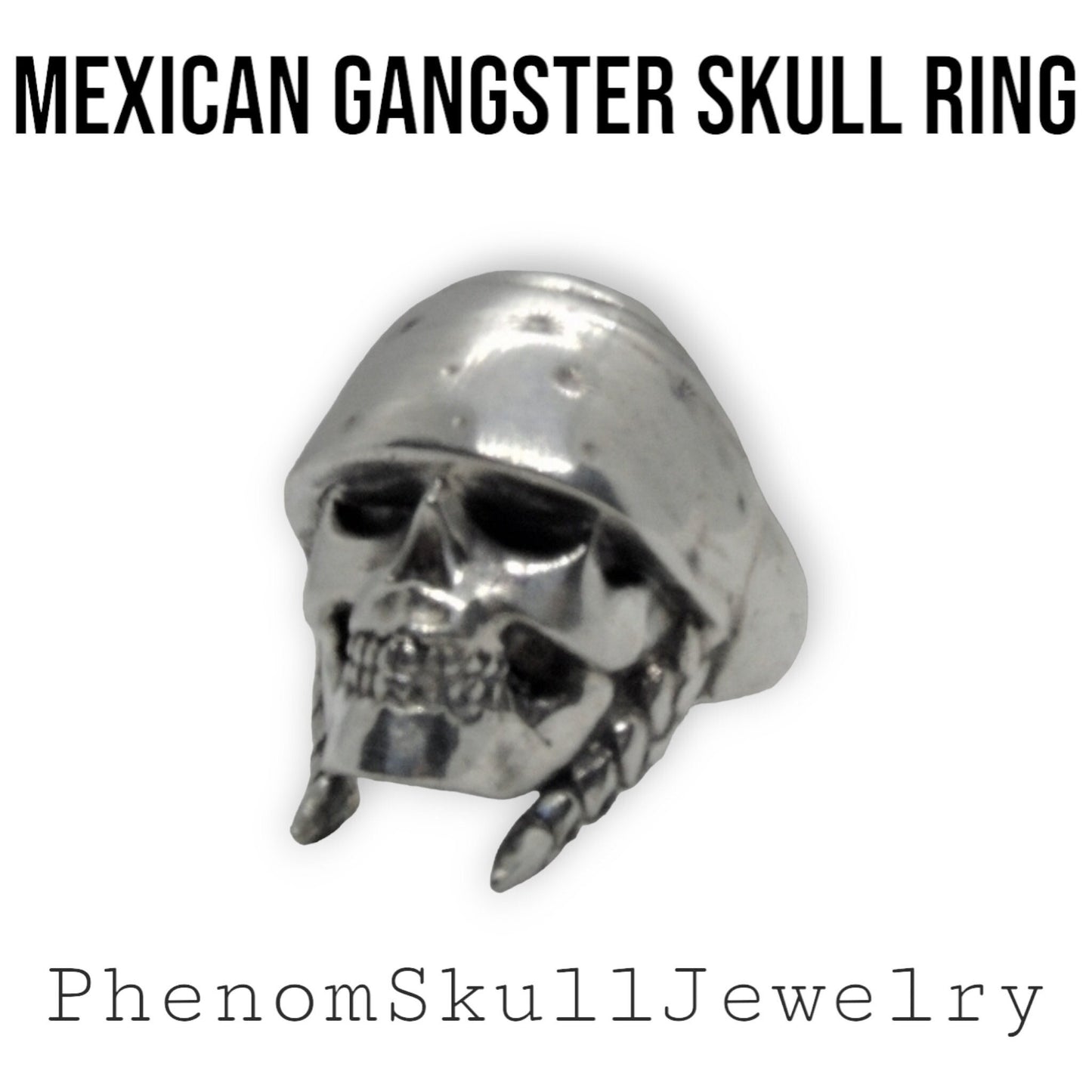 Handmade Gothic Sterling Silver Mexican Skull Ring
