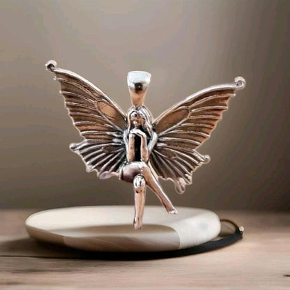 Handmade Sterling Silver Fairy Pendant Necklace: Winged Fantasy Charm