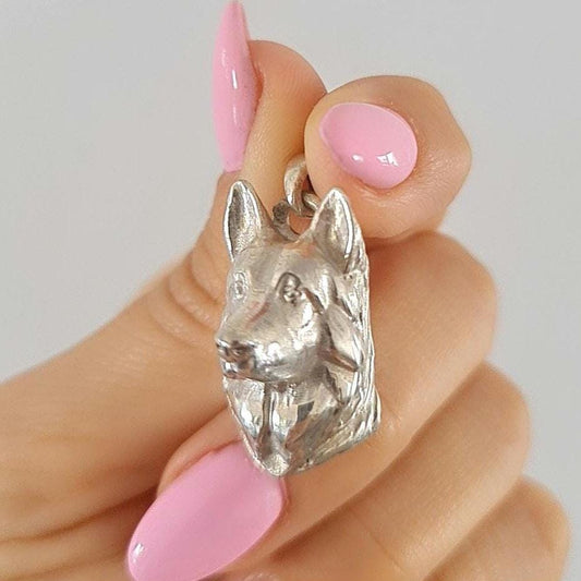 Handmade Sterling Silver German Shepherd Pendant: Detailed Dog Lover Jewelry