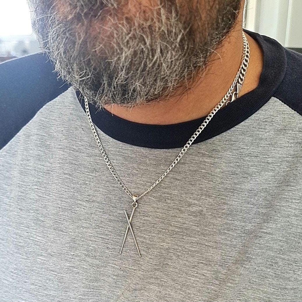 Handmade Sterling Silver Drumsticks Pendant: Rockstar Music Lover Gift