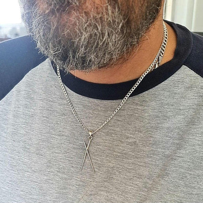 Handmade Sterling Silver Drumsticks Pendant: Rockstar Music Lover Gift