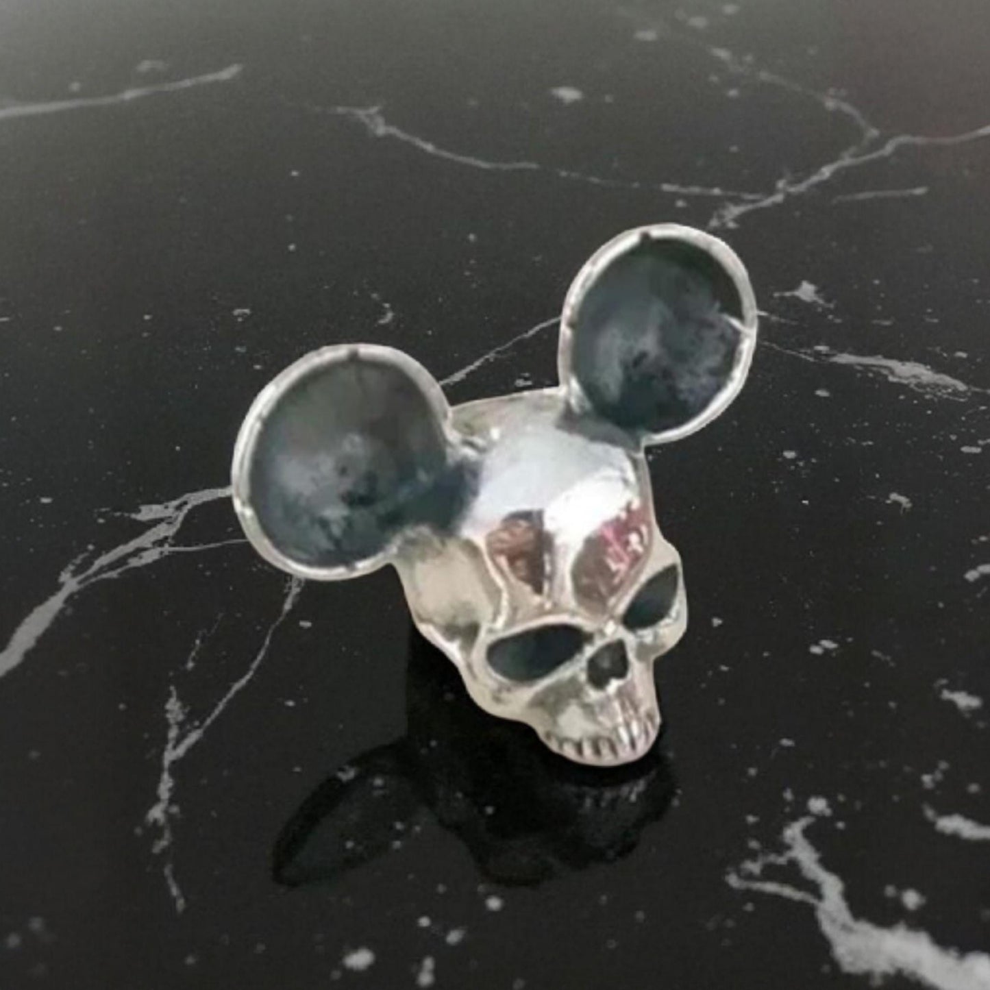Handmade Sterling Silver Mouse Skull Ring: Gothic Statement piece