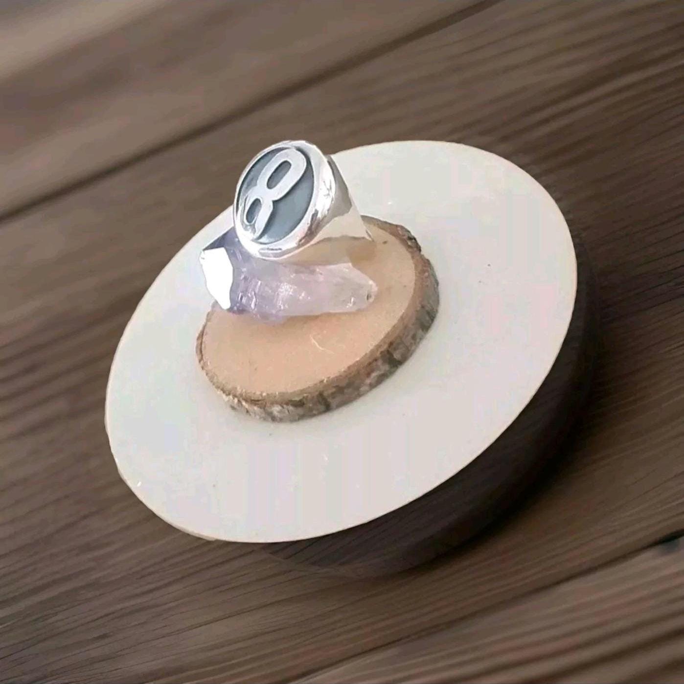 Handmade Sterling Silver 8 Ball Ring: Billiard Inspired Statement Jewelry