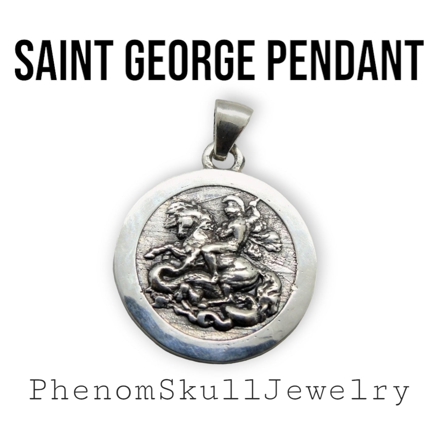 Glorious Saint George Jewelry Piece- Exquisite Design- Sterling Silver Pendant -Handmade