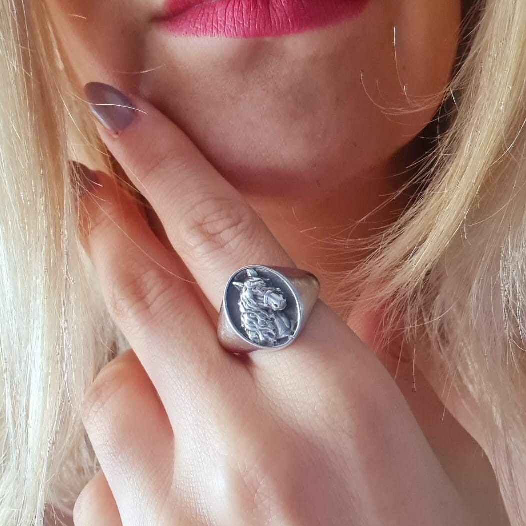 Handmade Sterling Silver Horse Ring: Western Equestrian Jewelry