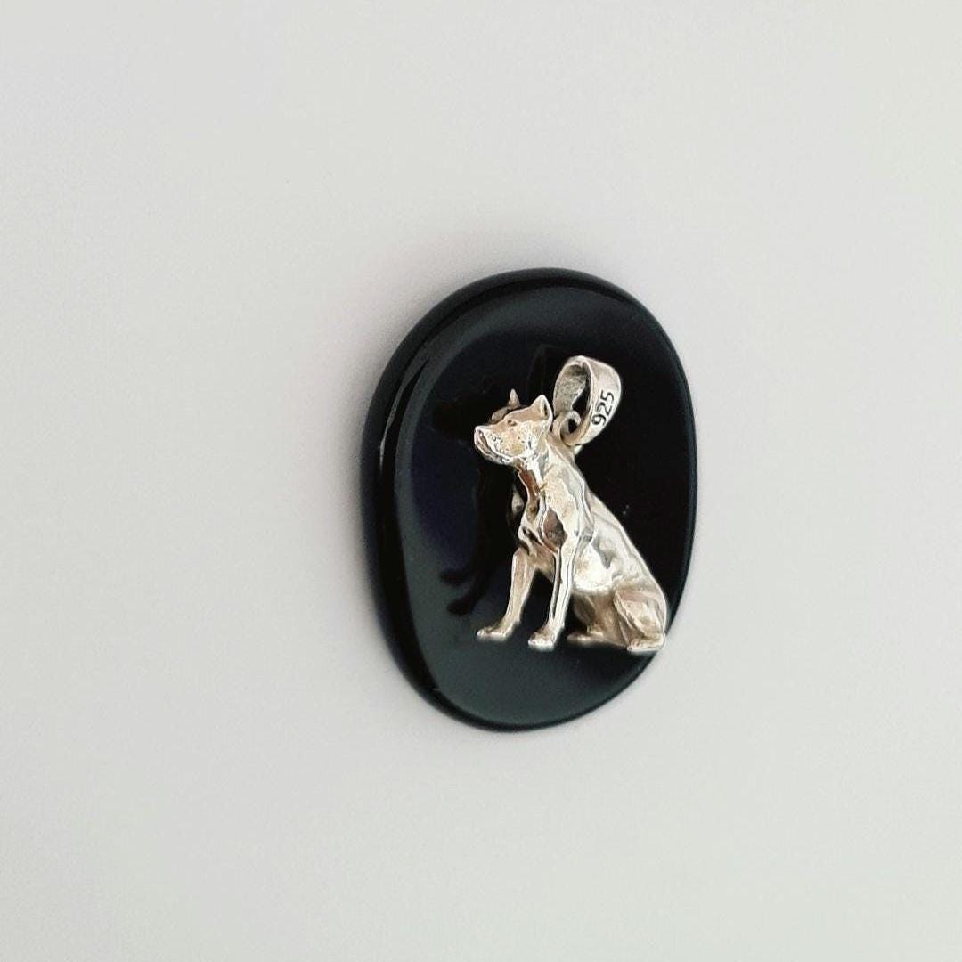 Pitbull  Sterling Silver Solid  figurine Pendant - Pitbull Gift for Lovers of the Breed