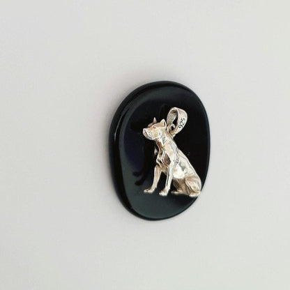 Pitbull  Sterling Silver Solid  figurine Pendant - Pitbull Gift for Lovers of the Breed