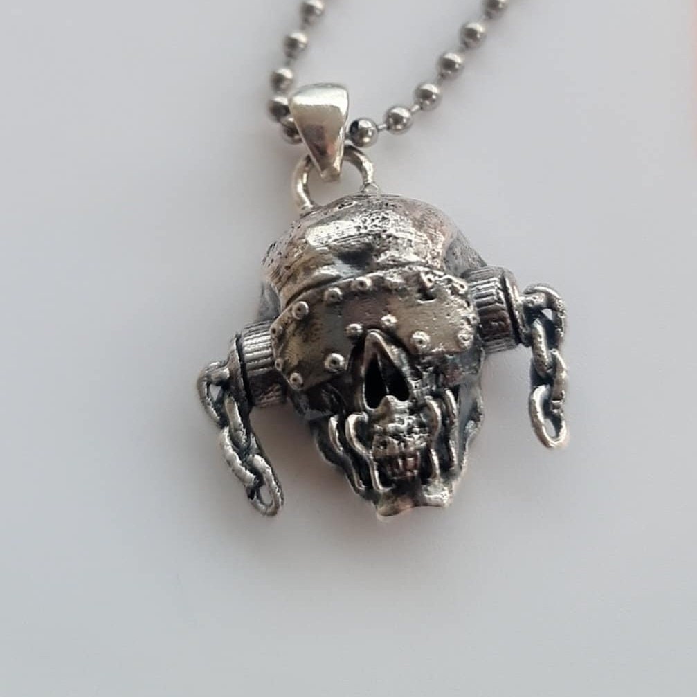 Handmade Sterling Silver Megadeth Vic Rattlehead Pendant: Heavy Metal Skull