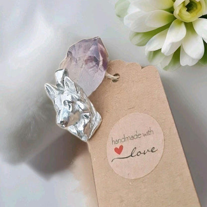 Handmade Sterling Silver German Shepherd Pendant: Detailed Dog Lover Jewelry