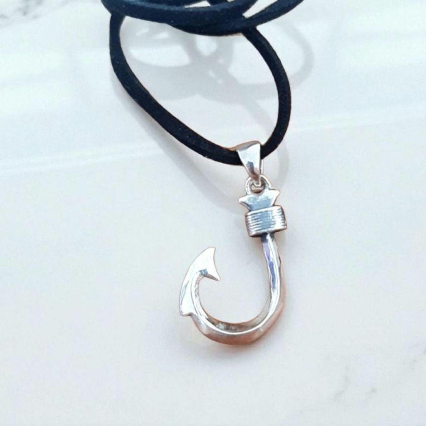 Sterling Silver Hawaiian Fish Hook Pendant: Makau Necklace Charm