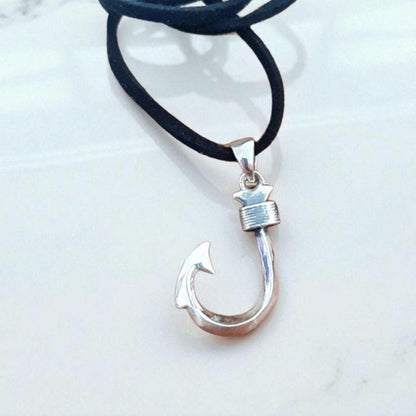 Sterling Silver Hawaiian Fish Hook Pendant: Makau Necklace Charm