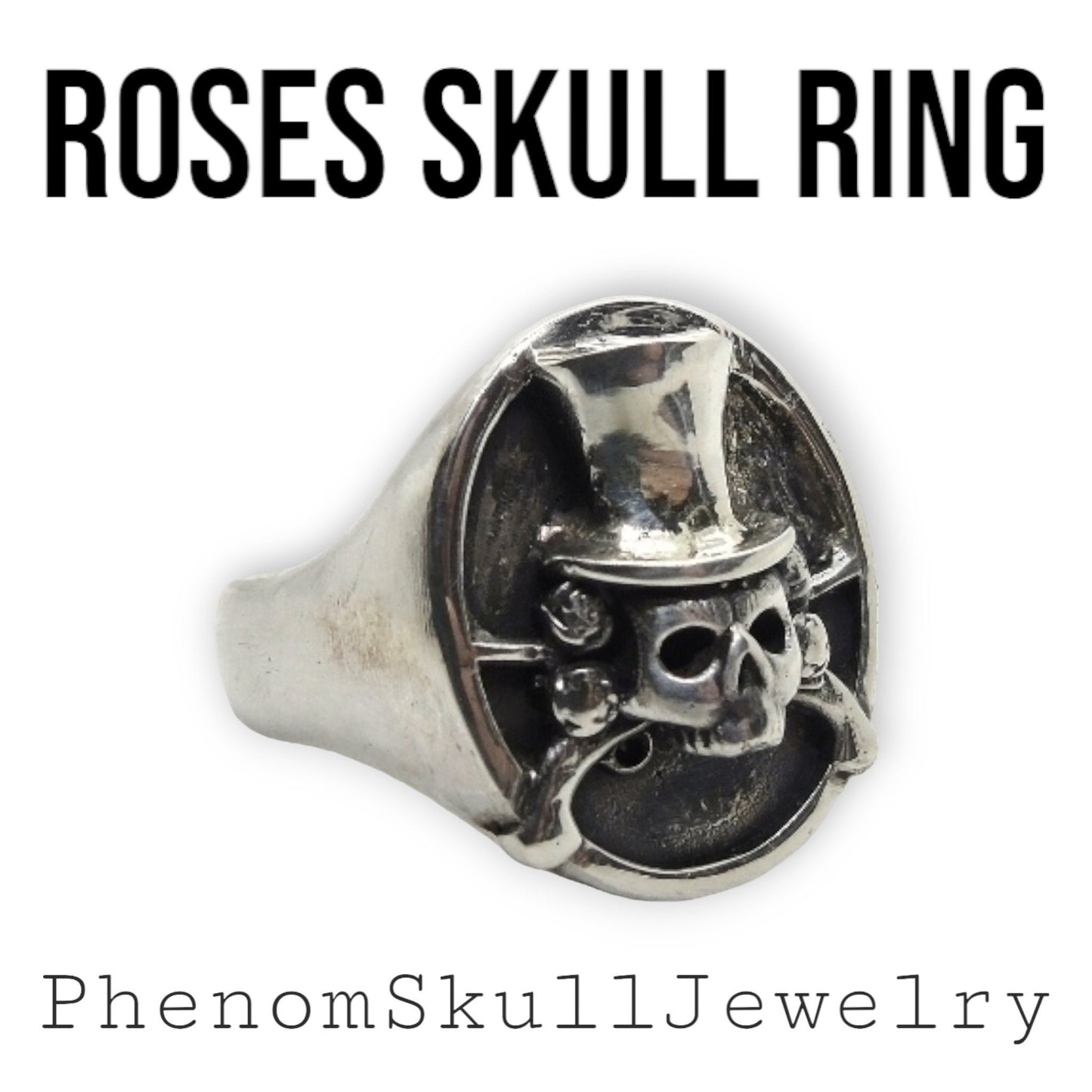 Guns & Roses Skull ring-Unique design-Biker ring-Handmade 925 Silver -20 grams-unique gift