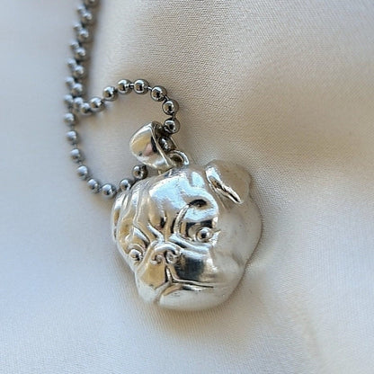 Handmade Sterling Silver Pug Pendant: Minimalist Dog Lover Gift