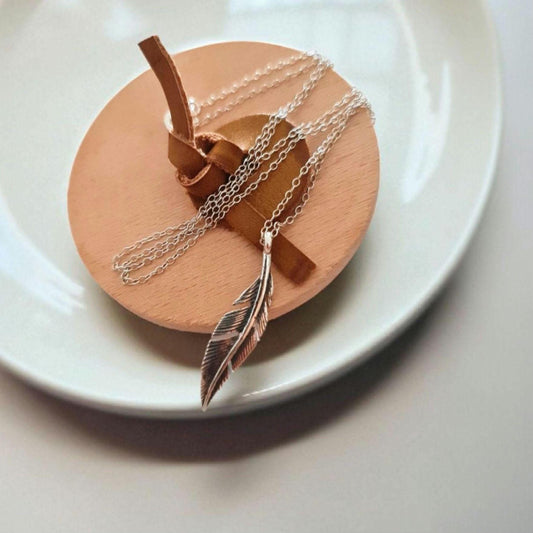 Delicate Feather Necklace  925 Sterling Silver – 45cm Chain – Minimalist Boho