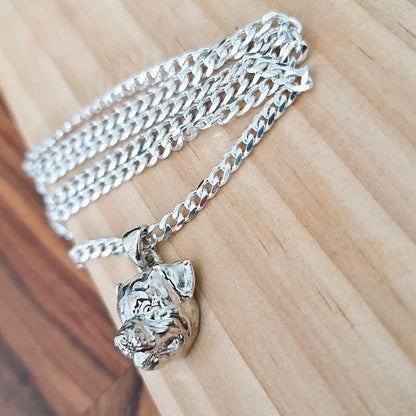 Rottweiler head  Solid  & Sturdy  pendant- Sculpture- Realistic Dog Model  -  925 Sterling Silver