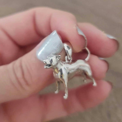 Silver American Staffordshire Terrier Dog figurine Pendant with Unique Design-solid & sturdy S
