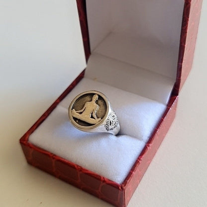 Meditation  Namaste Ring - Sterling Silver, Handmade with 9 Grams - Yoga jewelry  meditation vibe