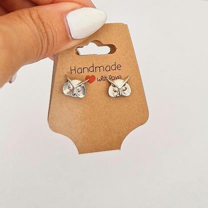 Miniature Owl stud Earrings - Sterling Silver Studs - Animal Jewelry for Nature Lovers -