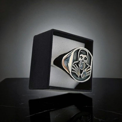 Handmade Sterling Silver Misfits Skull Ring: Punk Biker Jewelry