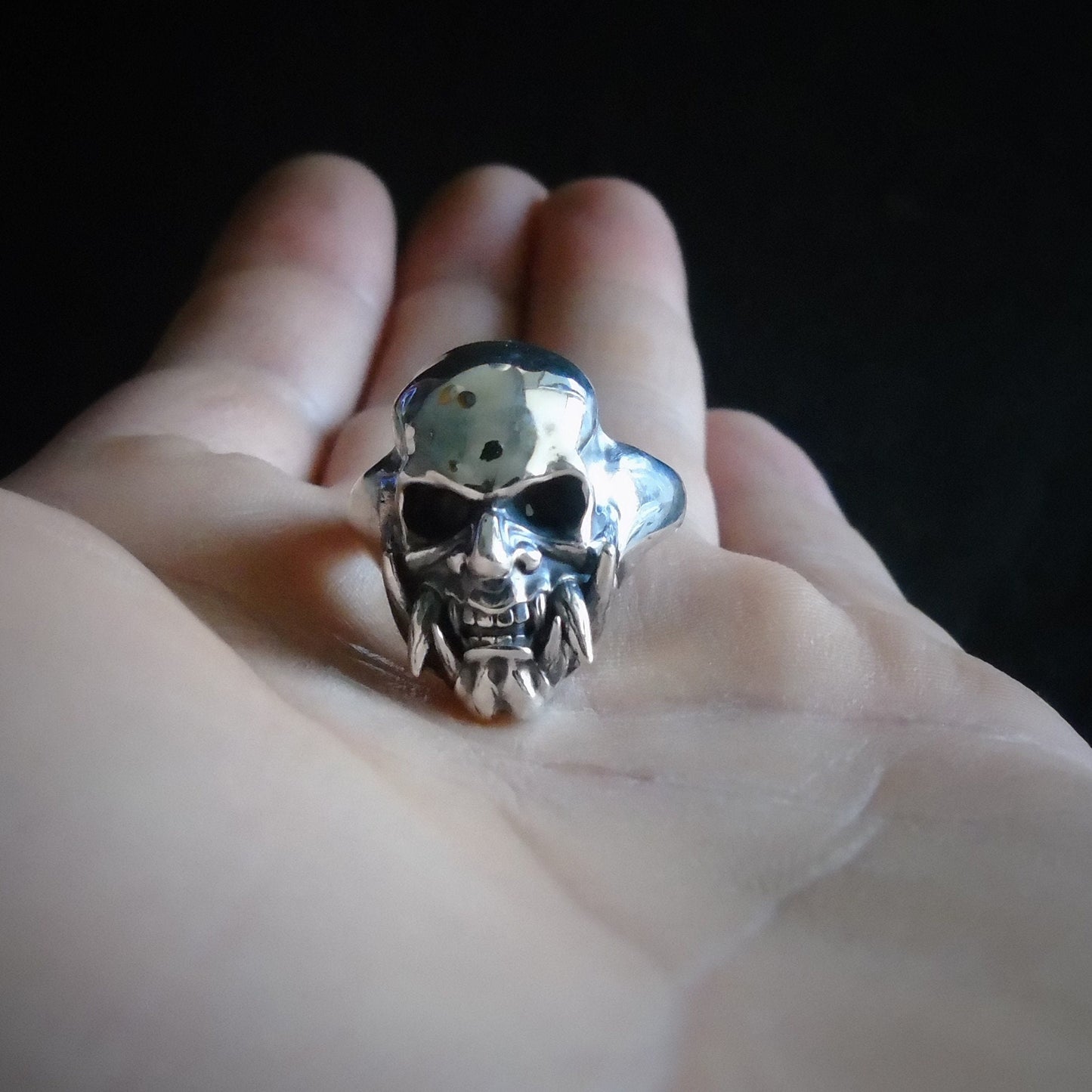 Samurai Japanese  Skull Ring   Sterling Silver Art, Ancient & Modern Japanese Style