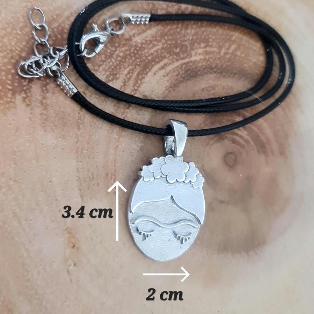 Frida Kahlo Pendant Necklace: 925 Sterling Silver, Iconic Mexican Painter