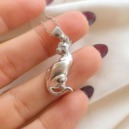 Handcrafted Sterling Silver Cat Pendant: Animal Lover Jewelry