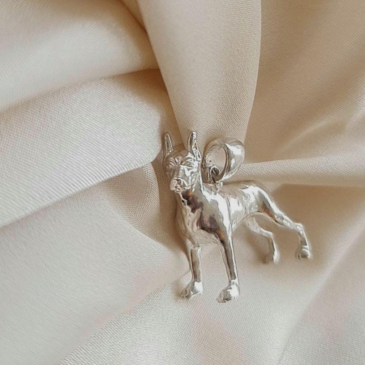 Handmade Sterling Silver Doberman Pendant: 925 Silver Dog Lover Gift