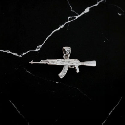 AK47 Kalashnikov Gun Necklace - Handcrafted Solid Sterling Silver 925 , automatic gun