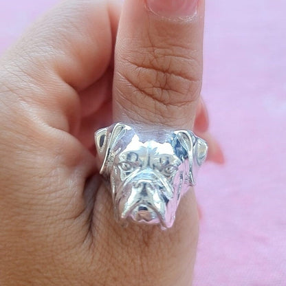 Handmade 925 Silver Boxer Dog Ring: Animal Lover Gift