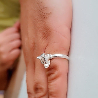 Sterling Silver PitBull Band Ring - Unique Gift for Pit Bull Lovers- Handcrafted