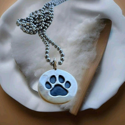 Handmade Sterling Silver Dog Paw Print Pendant - Minimalist Necklace