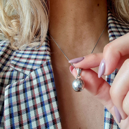 Handmade Sterling Silver Baseball Pendant Necklace: Sports Fan Gift