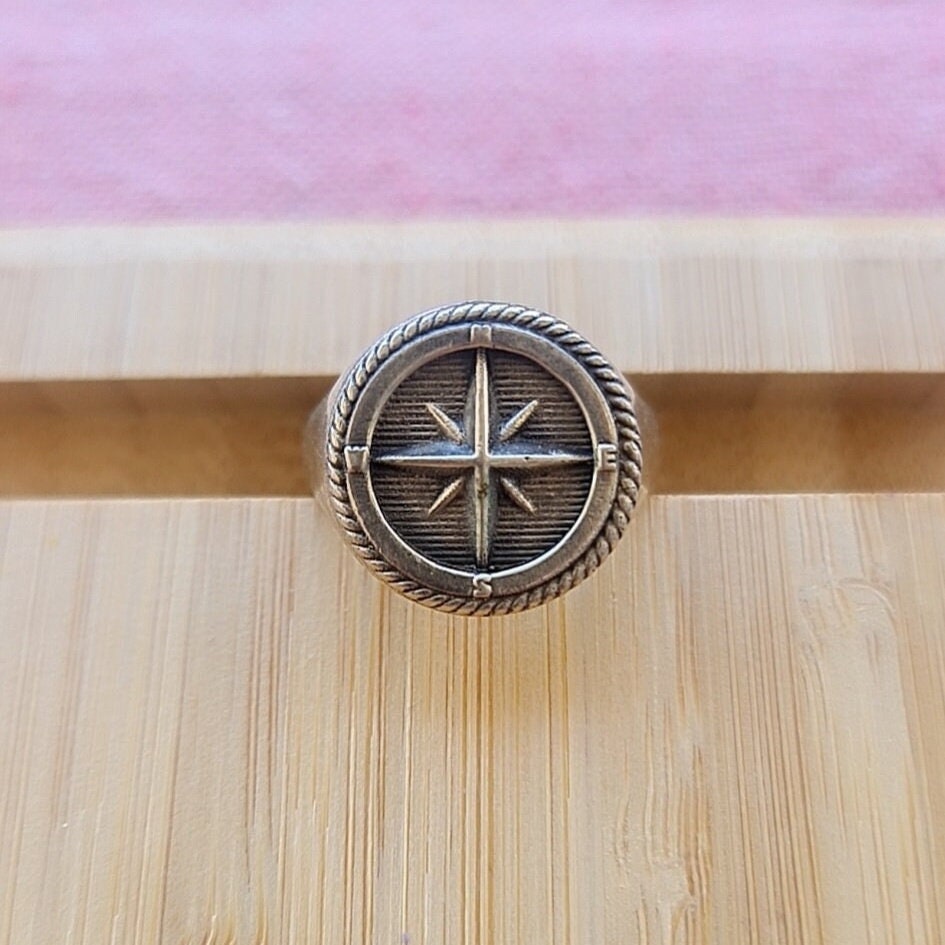 Ultimate Compass Signet Ring - Uniquely Designed Sterling Silver