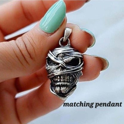 Iron Maiden Powerslave - Eddie Mummy Skull Ring – Egyptian Rock Jewelry – Unique Heavy Metal Statement Handmade Sterling Silver