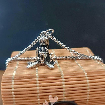 Anime Catgirl Pewter Necklace: Art Deco Cosplay Jewelry