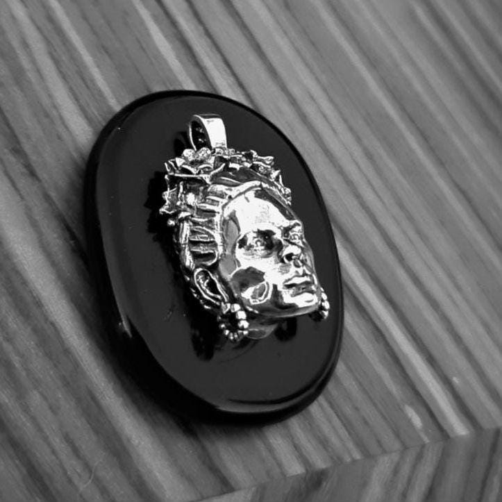 Sterling Silver Frida Kahlo Necklace: Mexican Painter Miniature Portrait