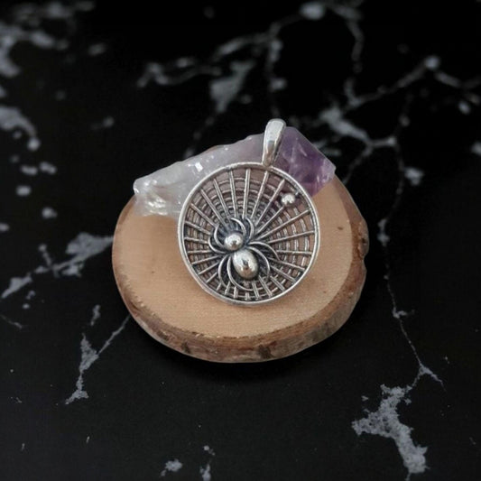 Handmade Sterling Silver Spider Web Pendant: Insect Jewelry