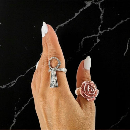 Handmade Sterling Silver Ankh Ring: Egyptian Key of Life Jewelry
