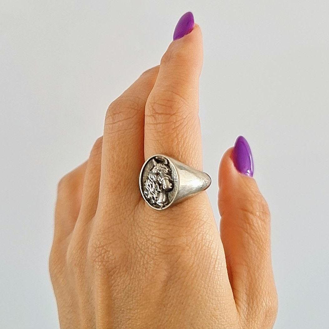 Handmade Sterling Silver Horse Ring: Western Equestrian Jewelry