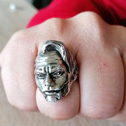 Handmade Sterling Silver Joker Ring: Intricate Statement Jewelry Gift