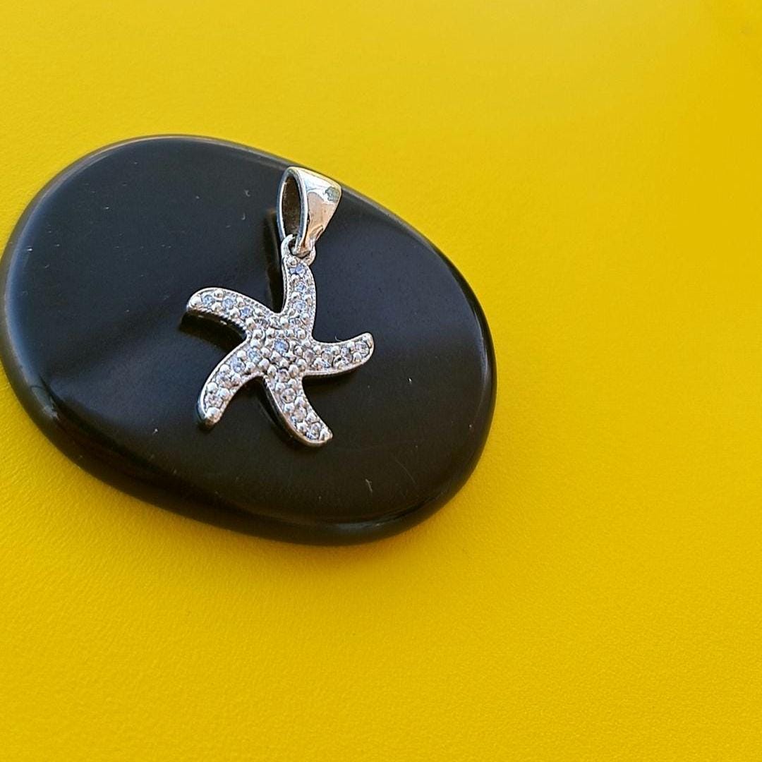 Sterling Silver Starfish Pendant – Dainty Sea Star Charm with Sparkling Stones, Ocean Inspired Jewelry