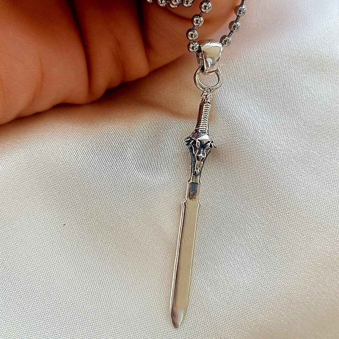 Handmade Sterling Silver Anduin Lothar Sword Pendant - Warcraft Jewelry