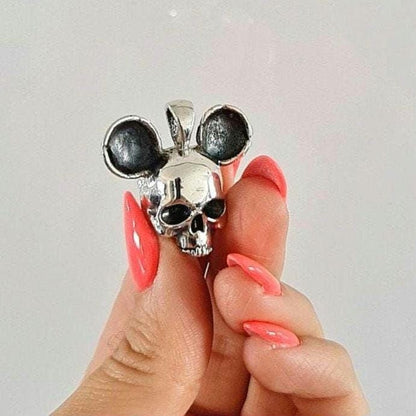 Handmade Gothic Mouse Skull Pendant: Sterling Silver Necklace