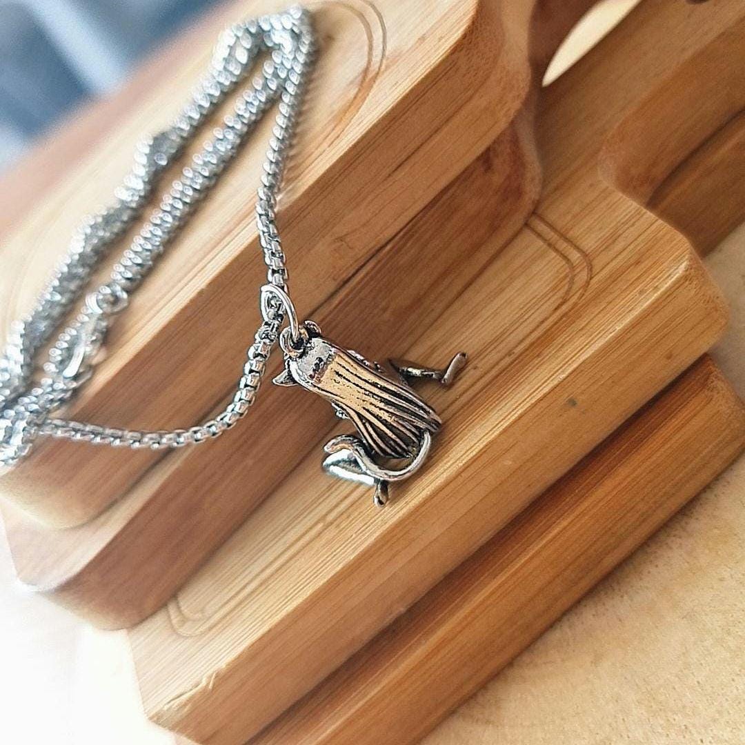 Anime Catgirl Pewter Necklace: Art Deco Cosplay Jewelry